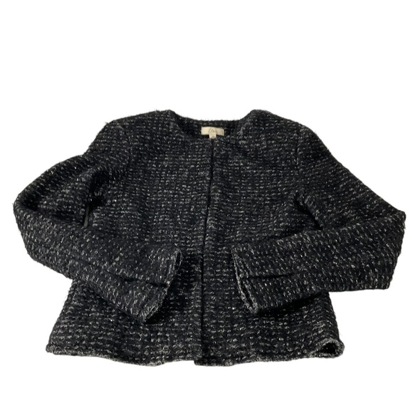 Elan Jackie-Style Boucle Tweed Jacket size Small Metallic Thread Raw Hem Lined - Picture 7 of 15
